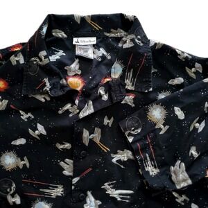 Disney Parks Star Wars Men's Large Short Sleeve Shirt Black All Over Print